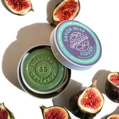 Savon en barre aux figues | Cordon amovible et boîte de voyage de 140 g