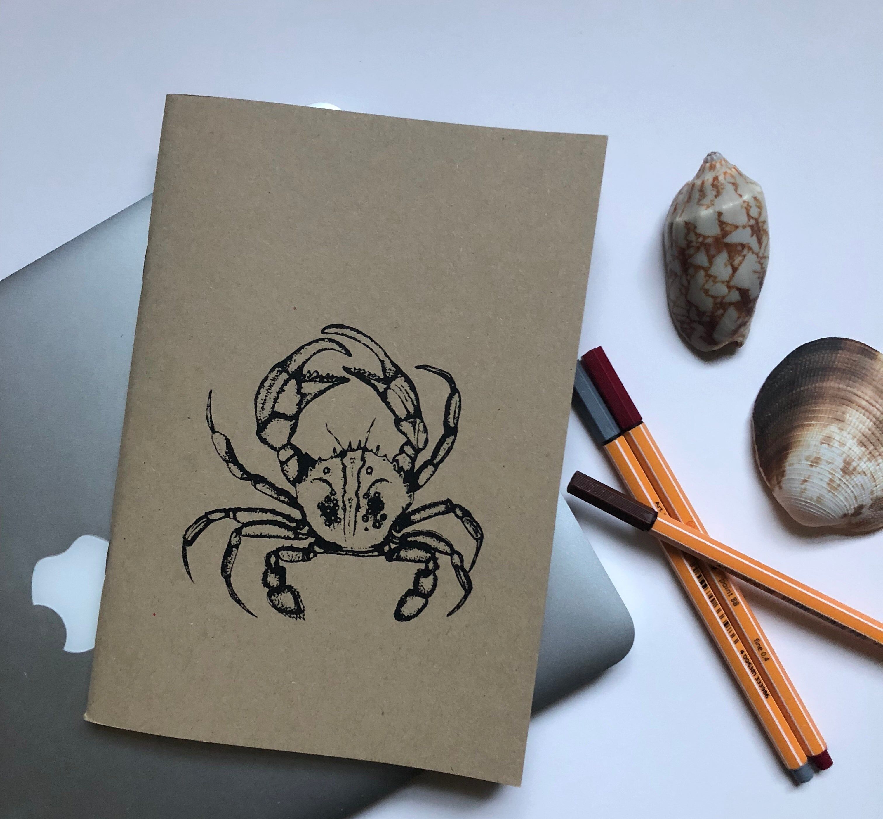 Cangrejo A5 diario / cuaderno de bocetos impreso a mano