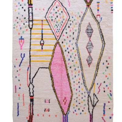 Tappeto berbero marocchino in pura lana 193 x 302 cm