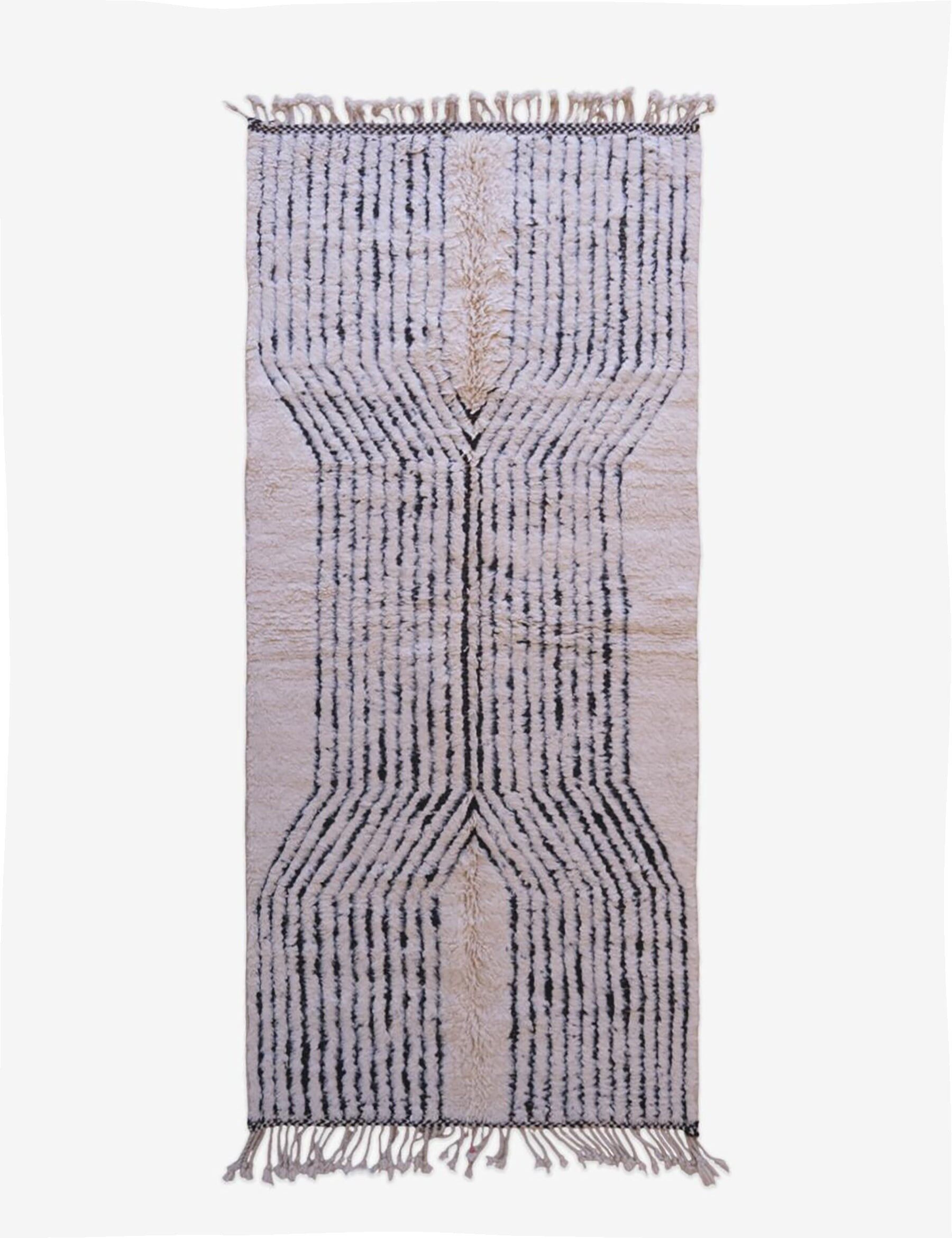 Tappeto berbero marocchino in lana testurizzata 134 x 290 cm