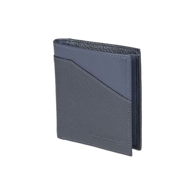 RB12113D| Cartera vertical en auténtica piel plena flor, dólar/grano claro. Color azul. Protección RFID. Dimensiones cerrado: 9,5 x 10 x 1 cm. Embalaje: Caja de regalo con tapa/fondo