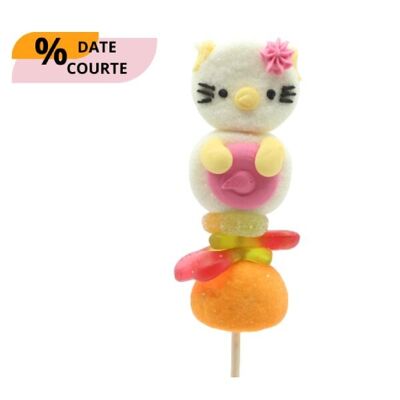 PRÉSENTOIR DE BROCHETTES GUIMAUVE CHAT 55g - lot de 15 brochettes