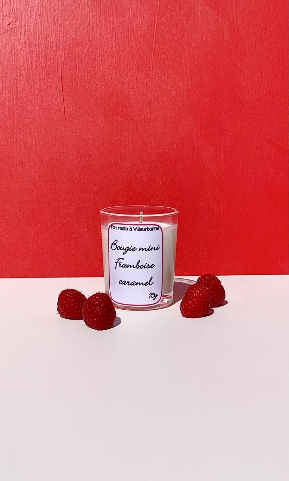 Mini candela al caramello e lampone - 70 g, fatta a mano