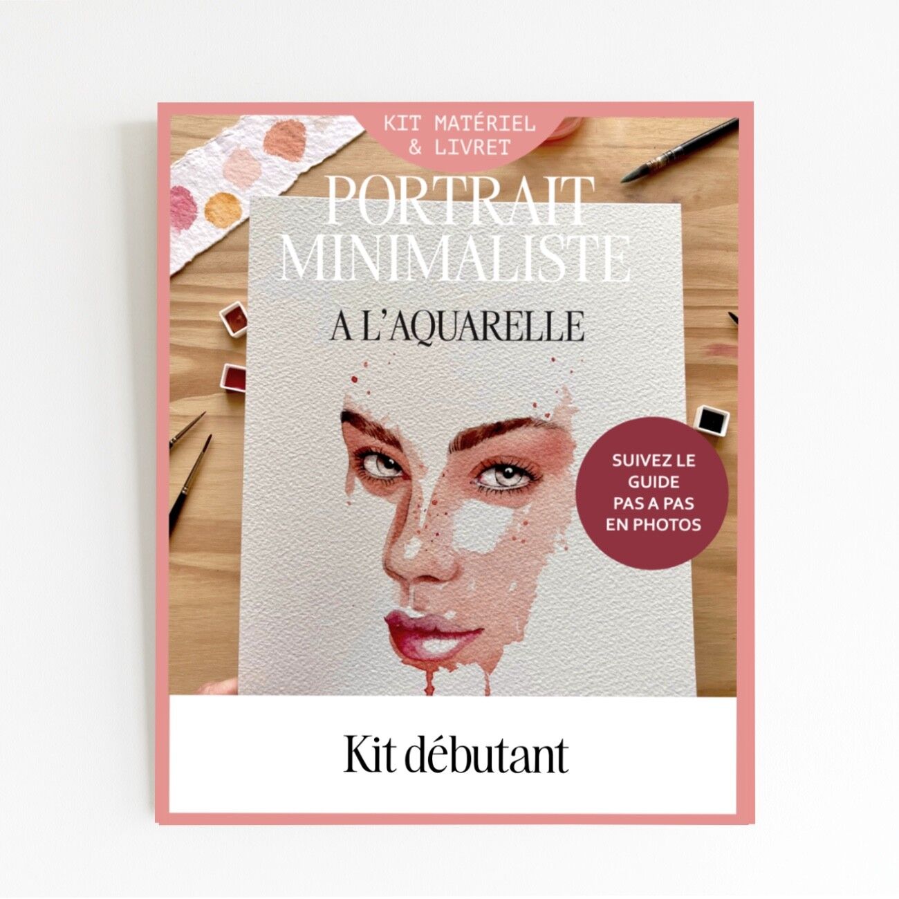 Kit créatif matériel & livret : Peindre un portrait à l’aquarelle – Modèle Simone