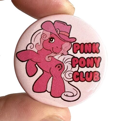 Pink Pony Club Button Pin Badge