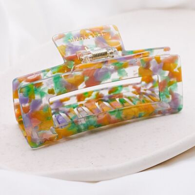Pinza para el cabello con chispas verdes - garra para el cabello Rainbow Cellulose Acetate XL