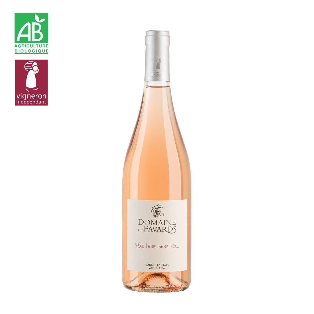 Organic rosé wine - Côtes du Rhône 2024 - Mourvèdre, Grenache, Syrah - Rhône Valley - Les Bons Moments (75cl)