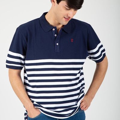 Navy striped polo