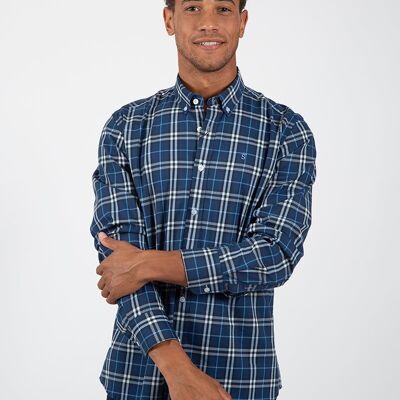 Camicia a quadri bianco navy