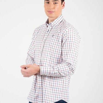 Camicia in viyela a quadri rosso navy