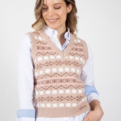 Beige Shapes Vest