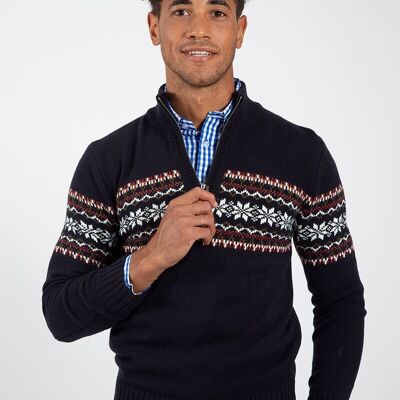 Maglione con cerniera greca blu scuro