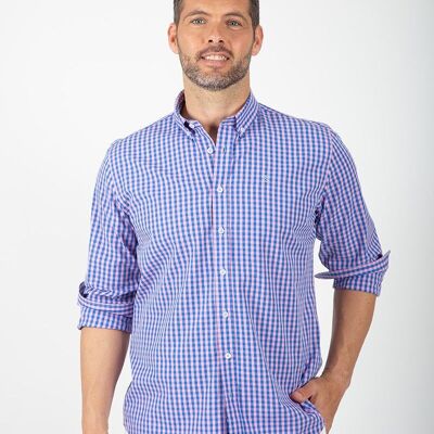 Camisa cuadro con rosa