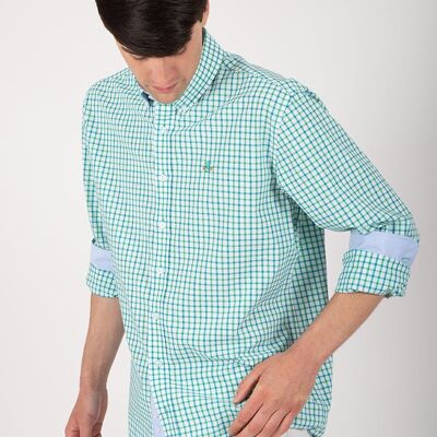Chemise à carreaux verte