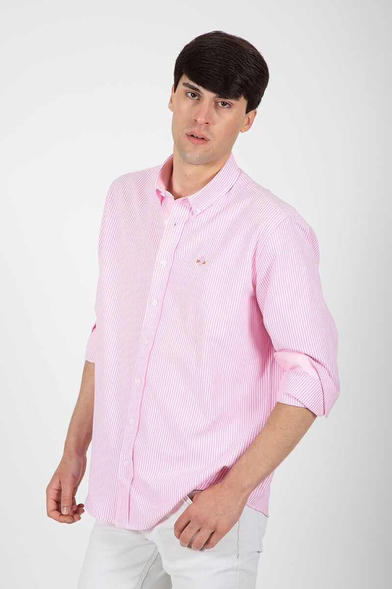Camicia a righe rosa