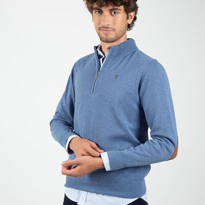 Blue Zippered Jersey with Elbow Pads