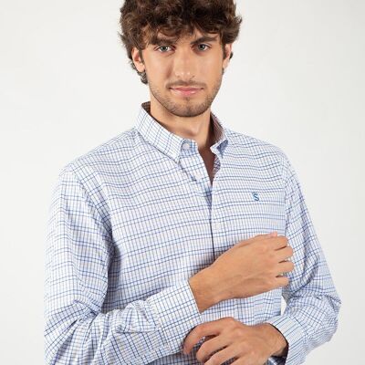 Chemise à carreaux vert et bleu