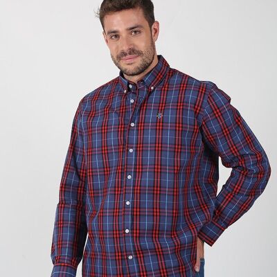 Chemise à carreaux bleu et rouge