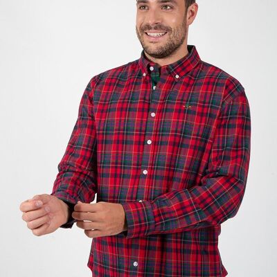 Chemise à carreaux rouge et vert