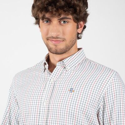 Chemise à carreaux bleu, vert et rouge