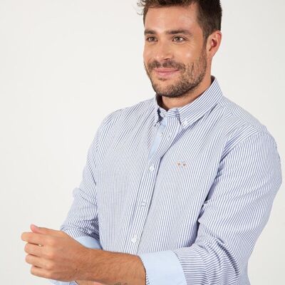 Chemise Oxford à rayures bleues et blanches