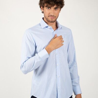 Chemise Bleu Clair Col Italien