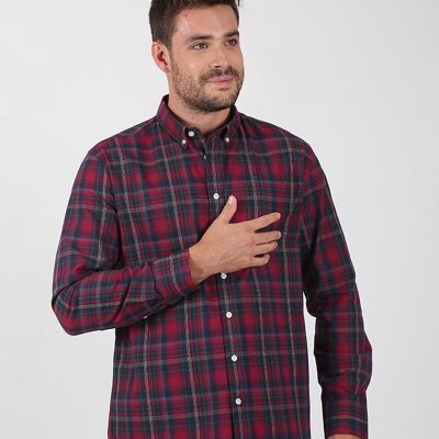 Chemise à carreaux marron et vert