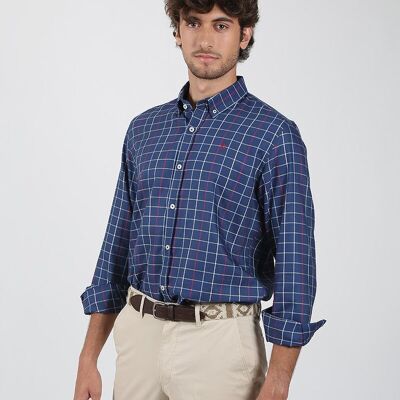 Chemise à carreaux rouge bleu marine
