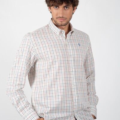 Camicia a quadri ecrù