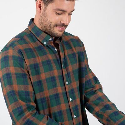 Chemise à carreaux kaki terre