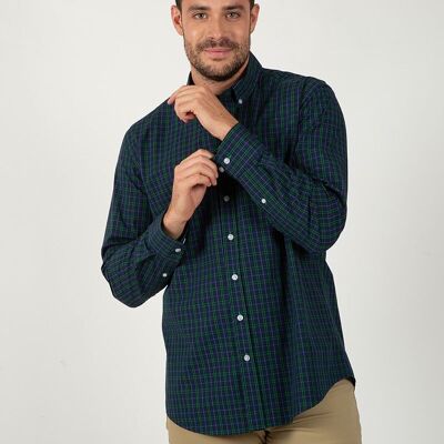 Chemise bleu marine et verte