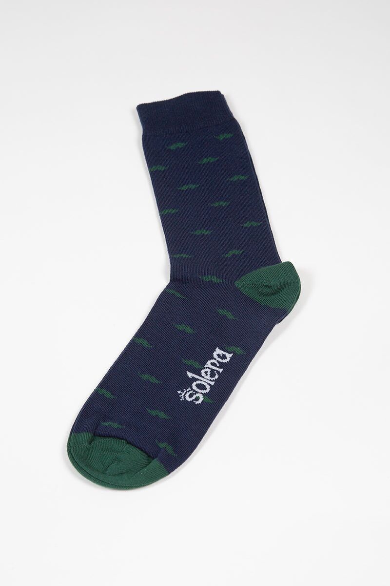 Chaussettes marines avec moustaches vertes
