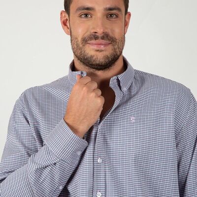 Chemise à petits carreaux bleu marine