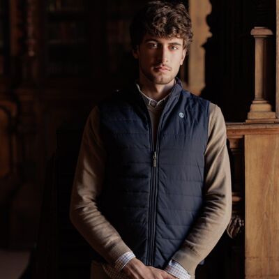 Gilet scozzese reversibile blu scuro