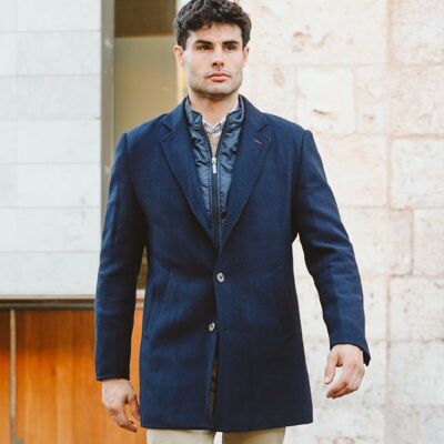 Cappotto in panno blu scuro