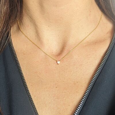 Tiny Opal Love Heart Necklace