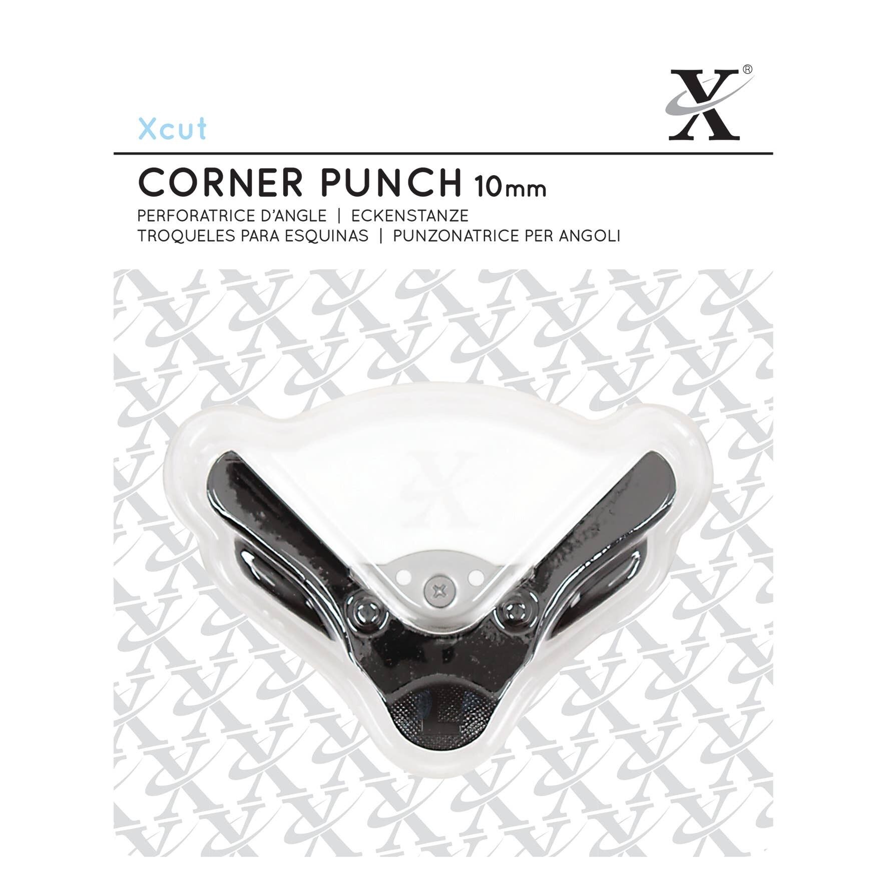 Xcut Eckenstanzer, Schwarz und Weiß, 10 mm, ideal für Fotoalben und Kartenherstellungszubehör, Bastellocher für Karten und Papier, ideal für Kunstsets und Fotoalben, Scrapbooks
