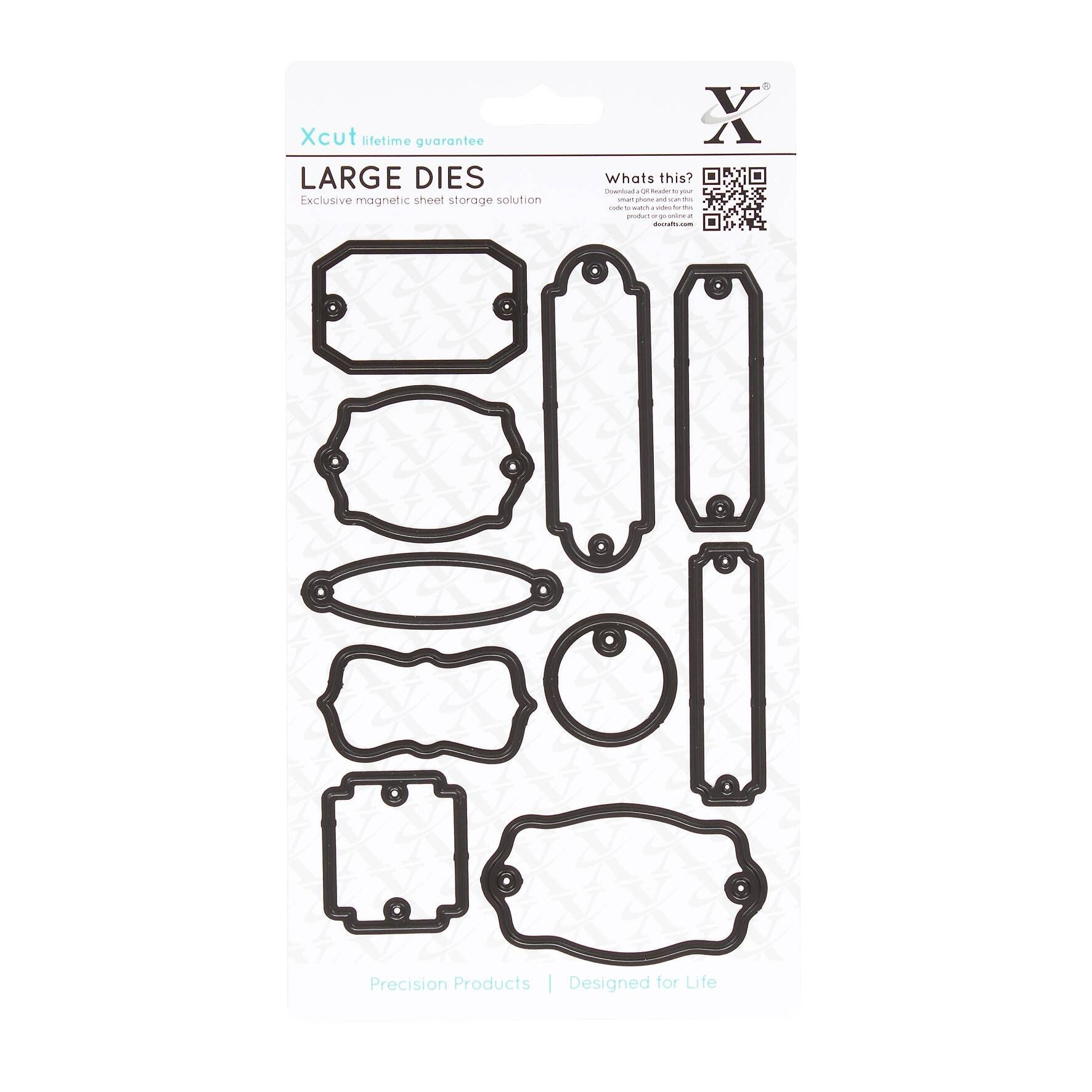 Xcut Dekorative Stanzformen, Anhänger und Exlibris, Silber, 10er-Set, Ideal zur Verwendung auf Geburtstagskarten und Geburtstagsdekorationen, Perfektes Kartenherstellungszubehör für Ihre Bastelsets und Stanzmaschinen