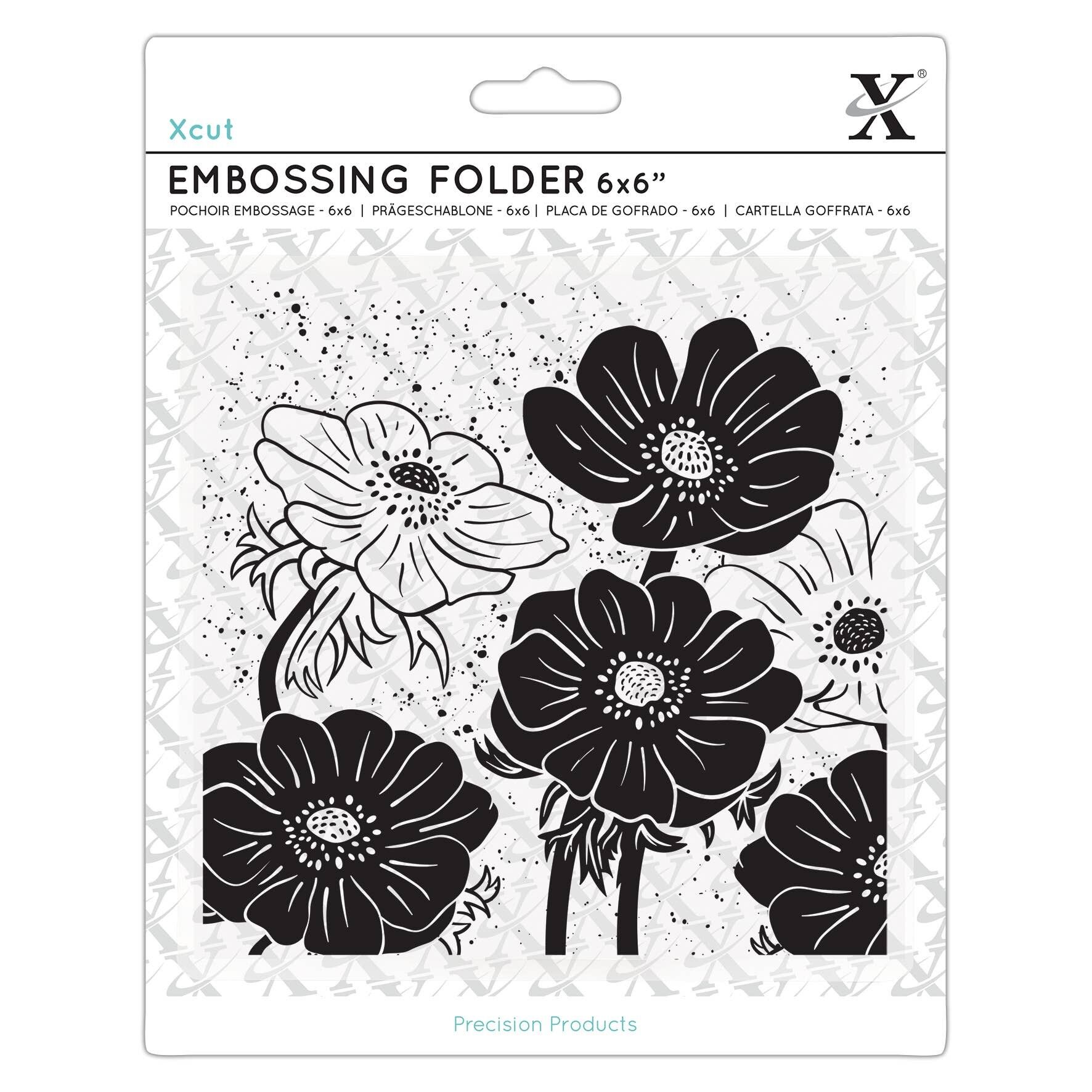 Xcut Embossing Folder, Full Bloom Helleborus, White, 6 x 6", A Stencil that's ideal for Card Making and a Wedding Card, Decorate your Photo Album and Photo Paper with a DIY Project