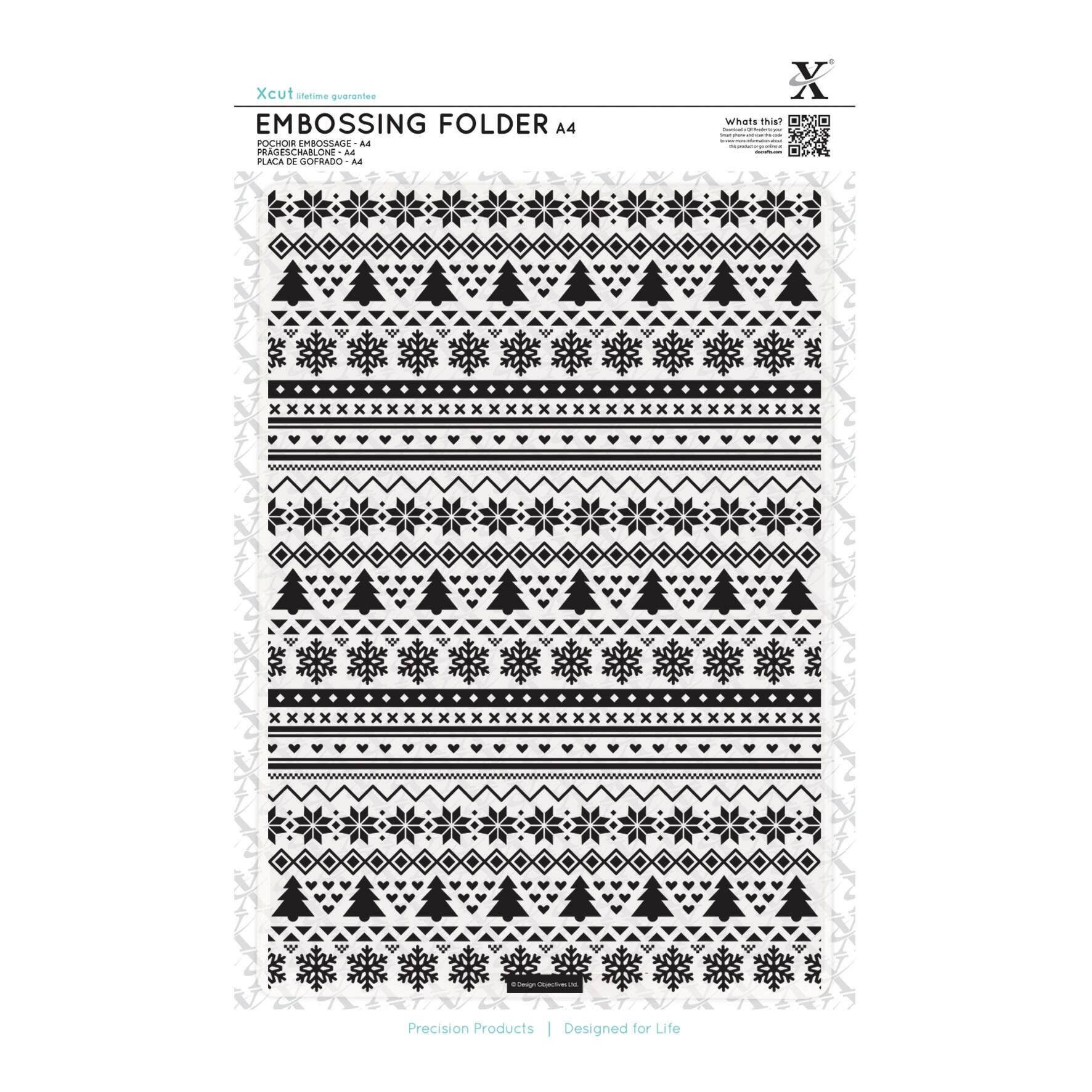 Xcut Embossing Folder, Fairisle Pattern, White, A4, A Stencil that's ideal for Card Making and Card Making Supplies, Decorate your Photo Album and Photo Paper with a DIY Project