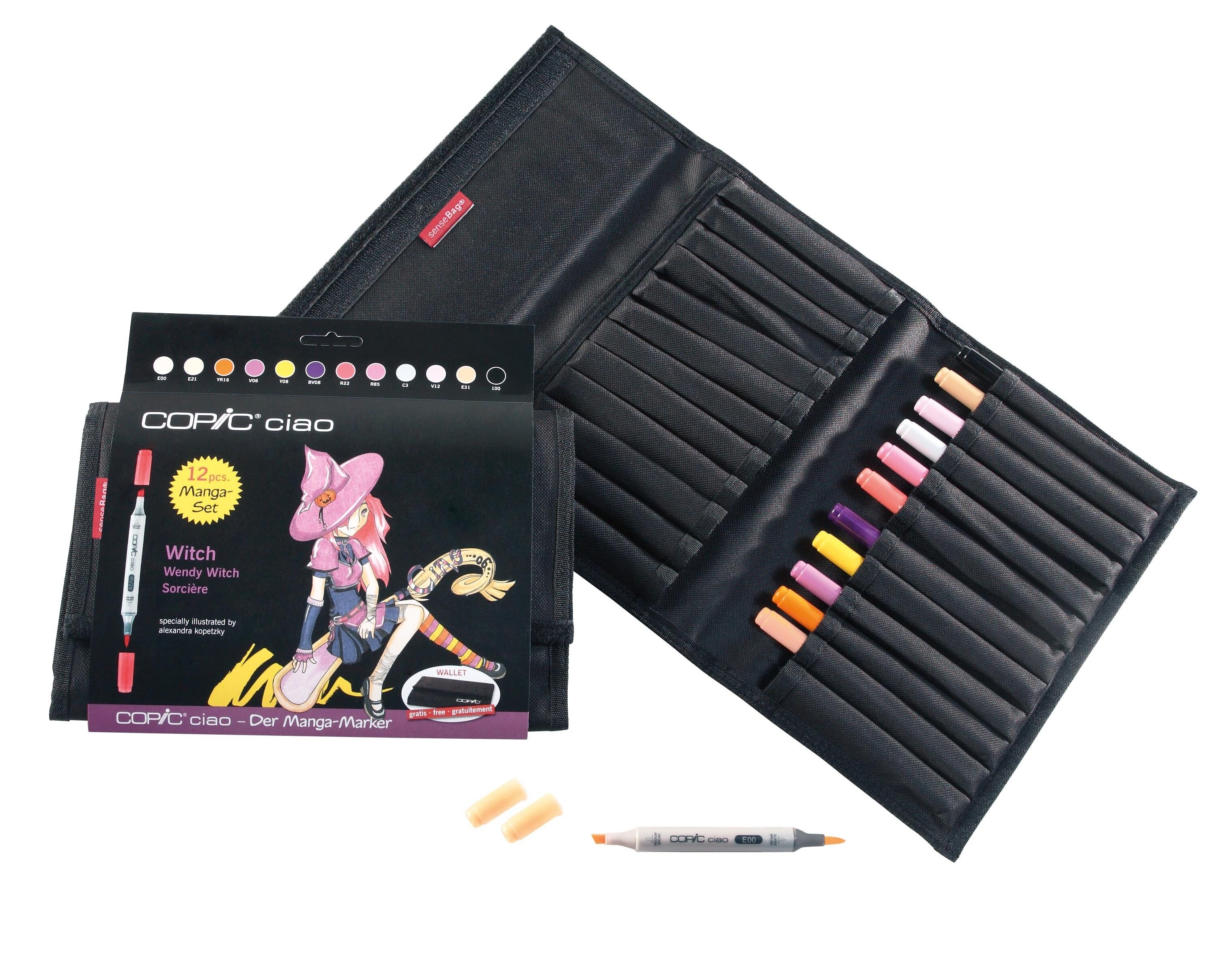 COPIC Ciao Farbmarker – Etui mit 12 Hexen, für Kunst & Handwerk, Ausmalen, Grafiken, Textmarker, Design, Anime, Profis & Anfänger, Künstlerbedarf & Malbücher