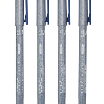 COPIC Multiliner Coloured Marker Pen - cobalt Set 4 pcs. assorted, For Art & Crafts, Colouring, Graphics, Highlighter, Design, Anime, Professional & Beginners, Art Supplies & Colouring Books