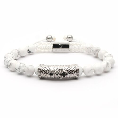 Royal HOWLITE Bead Bracelet - Silver CZ