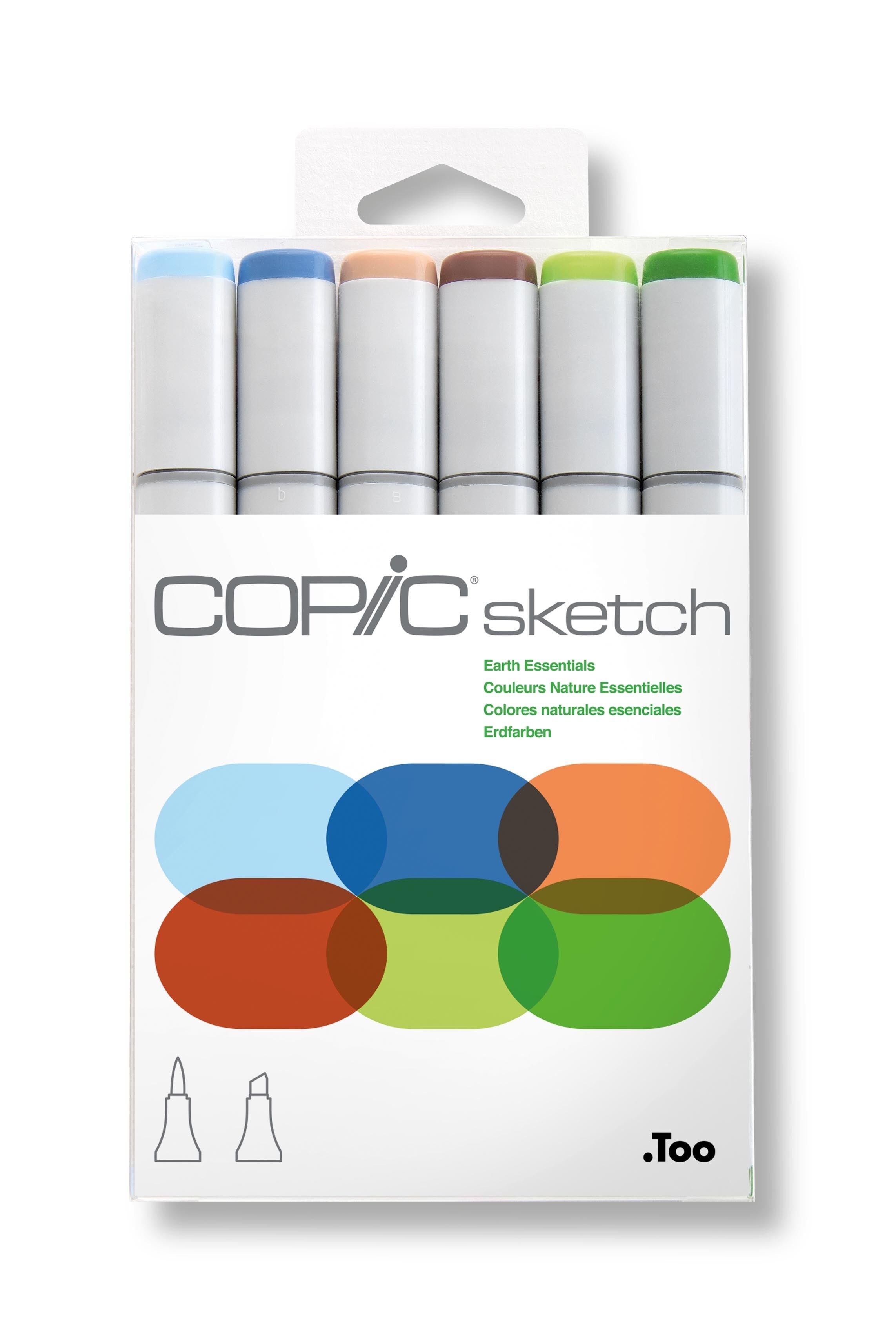 COPIC Sketch Farbmarker - 6er-Set Earth Essentials, für Kunst & Handwerk, Ausmalen, Grafiken, Textmarker, Design, Anime, Profis & Anfänger, Künstlerbedarf & Malbücher