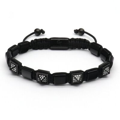BLACK ONYX Pyramid Bracelet - Black CZ Beads
