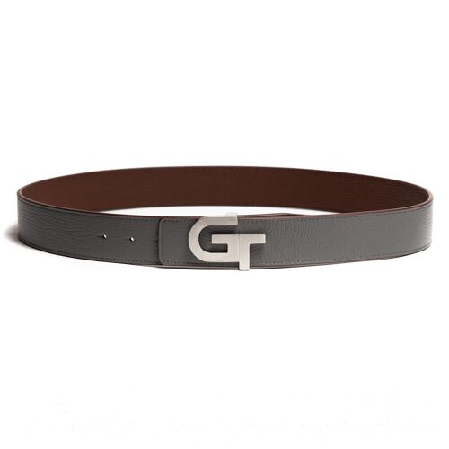 Men's Reversible Leather Belt - Double Color (Grey/Brown)