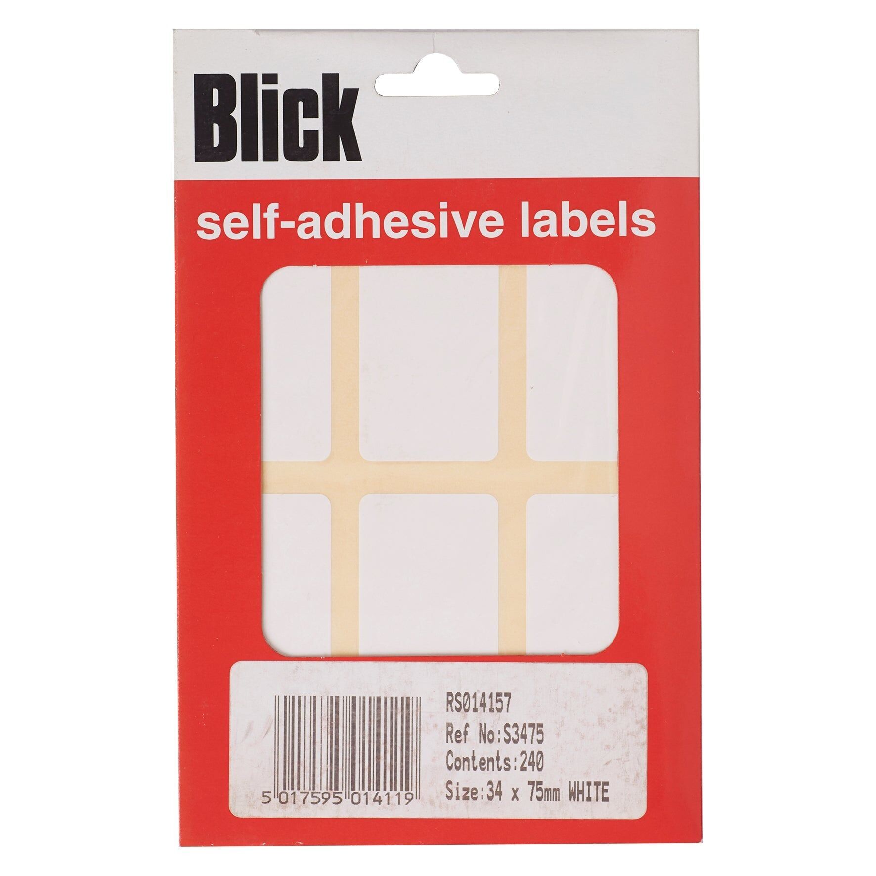 Adesivi autoadesivi Blick, confezione da magazzino, 34 mm x 75 mm, rettangolari, bianchi, 240 etichette