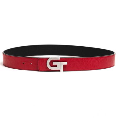 Men's Reversible Leather Belt  - Double Color (Red/Black)