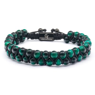 Men's MALACHITE Double Bead Bracelet - Green Gemstones