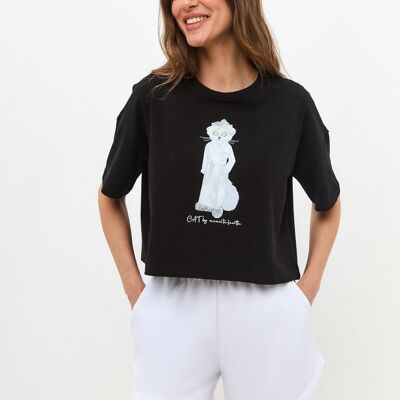 Black Printed T-shirt SPA CAT